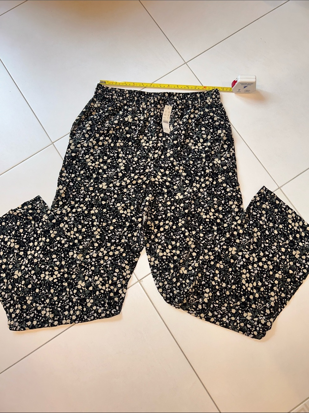 J. Crew Black Floral Wide-Leg Pants